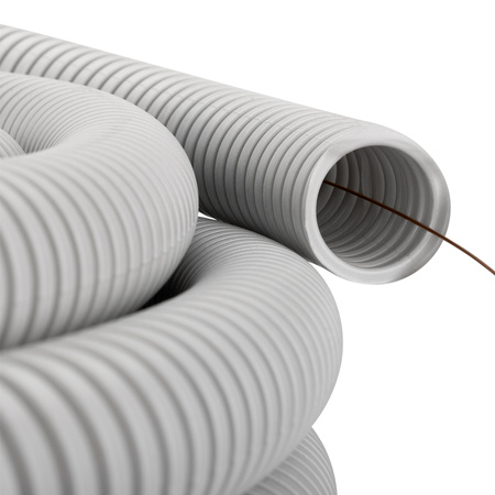 Rura Karbowana RKGL 40mm 320N Peszel z Pilotem do Zabezpieczania Kabli 25m Szary AKS ZIELONKA