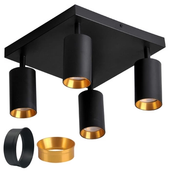 Plafon LED Oprawa Lampa Ścienno-Sufitowa 4 x GU10 MARIBEL Czarny GOLDLUX (Polux)