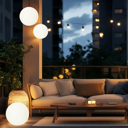 Lampa Solarna Ogrodowa LED 3000K + RGB Wbijana Naziemna Ozdobna Kulka Szpikulec 30cm KOBI