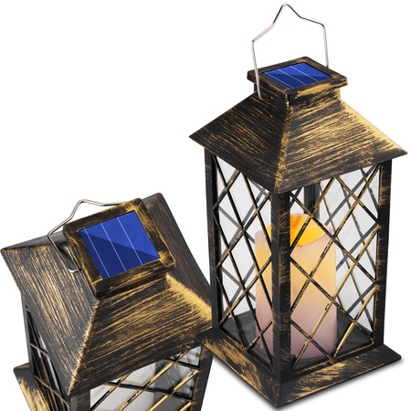 Lampa Solarna Ogrodowa LED Stojąca Latarnia LIRIO 2 IP44 Wisząca Patyna Latarenka LUMILED