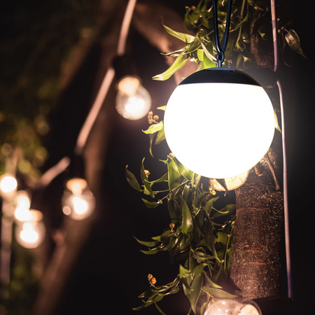 Lampa Ogrodowa LED Solarna Wisząca Kiara IP44 Kulka 20cm Biała