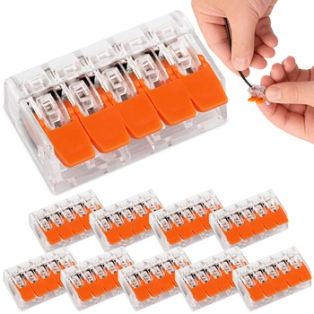Szybkozłączka Elektryczna na Drut 5x4mm 5 Torowa 32A 450V 10 Szt Lumiled