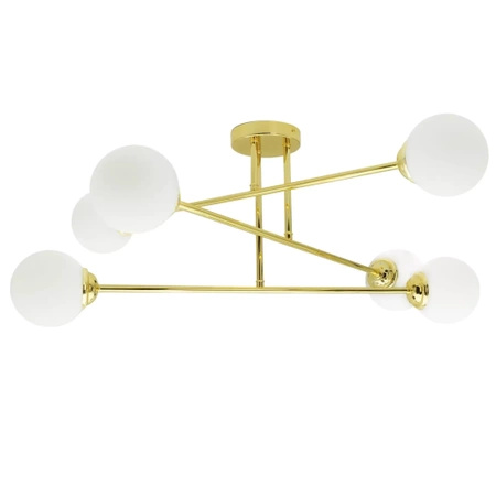 Lampa Wisząca Sufitowa 6xE27 Żyrandol GOLD PALLE Szklane Klosze