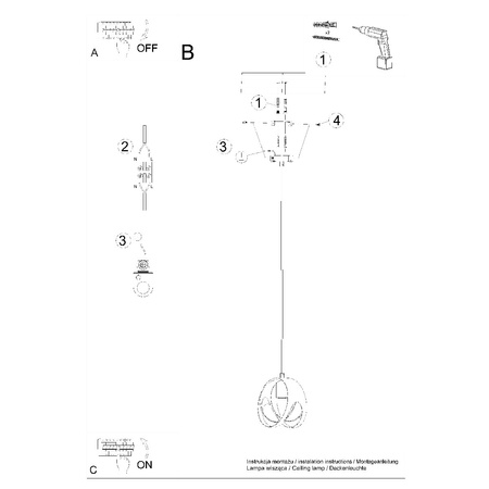 Lampa Sufitowa Wisząca Zwis E27 Kulista Biała Nowoczesna Tulos Sollux