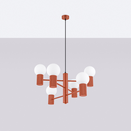 Lampa Wisząca Żyrandol 6x G9 Aluminiowa Ochra czerwona Halo French Sky SL.1833 Sollux