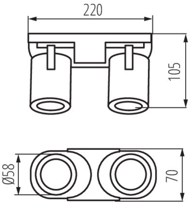 Oprawa lampa sufitowa LAURIN 2xGU10 czarna 22cm Kanlux