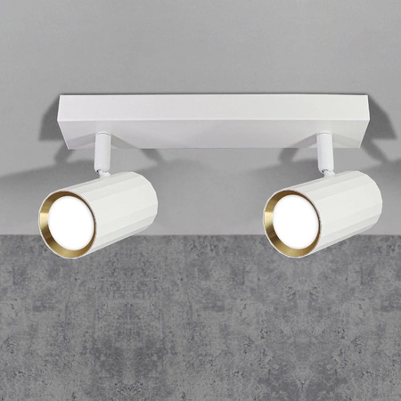Oprawa Ścienno-Sufitowa Reflektor Punktowy 2x GU10 Biała Złota NICEA Sanico Goldlux