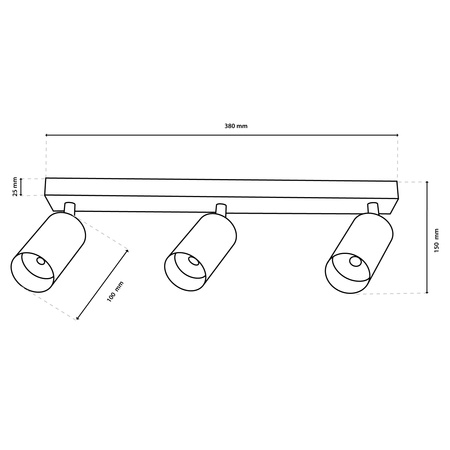 Lampa Sufitowa SPOT TUBA Reflektor Oprawa Halogenowa 3x GU10 TABULA LUMILED