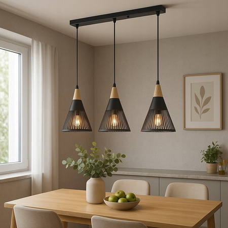 Lampa Sufitowa Oprawa Wisząca 3x E27 Czarna Brązowa Hira Masterled