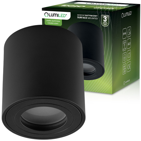 Oprawa Natynkowa HALOGENOWA Spot Tuba Lampa Sufitowa EGIO GU10 Okrągła Czarna LUMILED