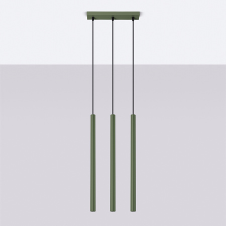 Lampa Wisząca Sufitowa Zwis Tuba Spot 3x G9 Oliwkowa Pastelo Ocean Green SL.1520 Sollux
