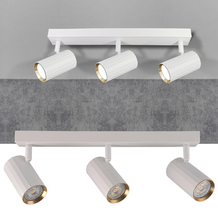 Oprawa Ścienno-Sufitowa Reflektor Punktowy 3x GU10 Biała Złota NICEA Sanico Goldlux