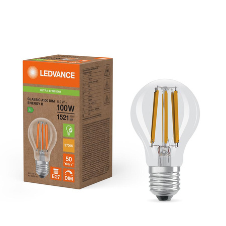 Żarówka LED E27 A60 8.2W = 100W 1521lm 2700K Ciepła 300° Ściemnialna Ledvance