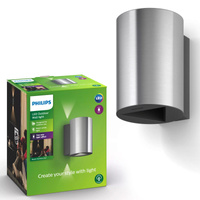 Kinkiet Ogrodowy Lampa Elewacyjna Zewnętrzna LED 9W 1000lm 2700K IP44 Srebrna Buxus Philips