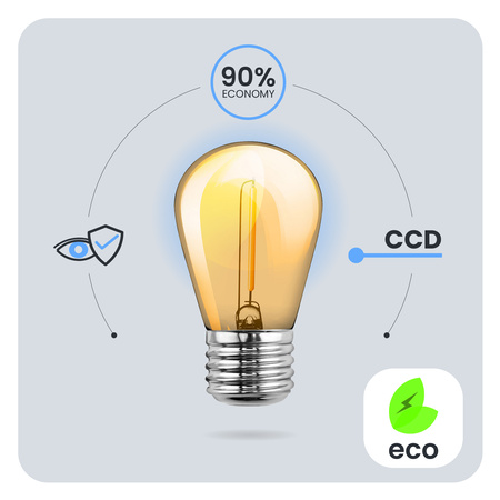 5-PAK Żarówka LED E27 ST14 1,3W = 10W 2200K Ciepła 110lm Filament do Girlandy LUMILED