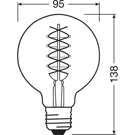 Żarówka LED Dekoracyjna G95 Kula E27 4.8W = 37W 420lm 2200K Ciepła 320° Filament Ściemnialna Vintage 1906 Osram