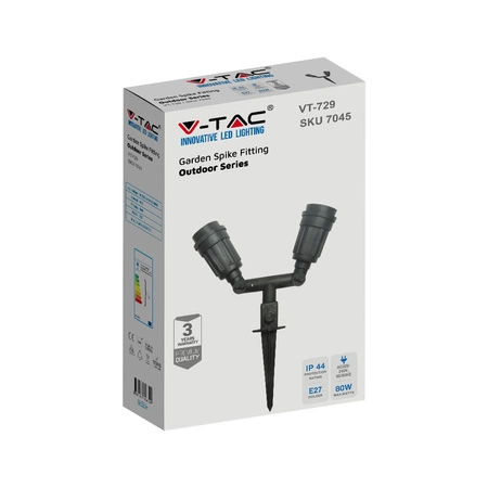 Lampa Ogrodowa Reflektor 2xE27 Ruchomy Czarny VT-729 V-TAC