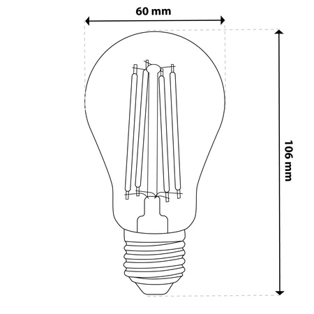 Żarówka LED E27 A60 7W = 60W 810lm 3000K Ciepła 360° FILAMENT LUMILED