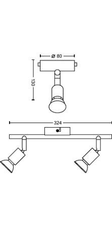 Lampa Sufitowa Reflektor 2x GU10 nikiel Limbali Philips