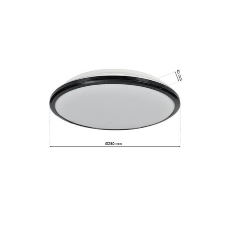 Plafon LED Lampa Sufitowa Natynkowa TERMA Czarny 18W LED IP44 Ø280 mm Milagro