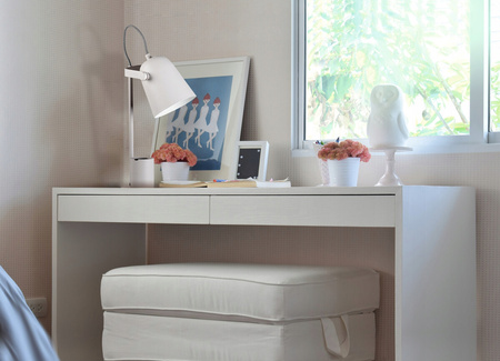 Lampka Biurkowa Stołowa Szkolna Nocna + Organizer Raibo E27 5W Biała KANLUX