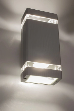 Kinkiet ogrodowy elewacyjny podwójny Masterled HANA LED 2x GU10 ALUMINIUM szary IP54