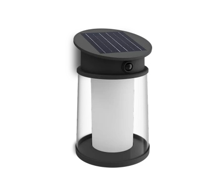 Kinkiet Ogrodowy Lampa Solarna Elewacyjna Zewnętrzna LED 3.2W 470lm 2700K IP44 z Czujnikiem Ruchu i Zmierzchu Czarna Juda Ultra Efficient Philips