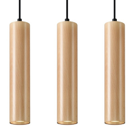 Lampa Sufitowa Wisząca Zwis 3x GU10 Tubularna Brązowa Skandynawska Lino Sollux