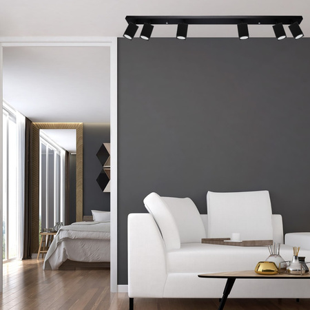 Lampa Sufitowa Reflektor 6xGU10 Listwa Belka QUANTUS Czarna