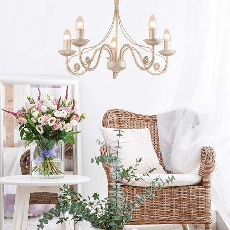 Lampa Wisząca Sufitowa DONATO 5xE14 Żyrandol Biała Klasyczna LM-5.29 Lamkur