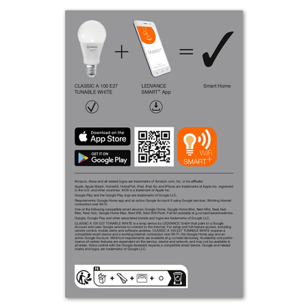 Żarówka LED E27 A100 14W 1521lm SMART+ WiFi CCT Ściemnialna Classic LEDVANCE