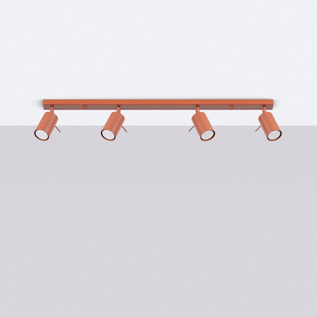 Lampa Sufitowa Reflektor Tuba Spot 4x GU10 Ochra Czerwona Ring Bittersweet Shimmer SL.1510 Sollux