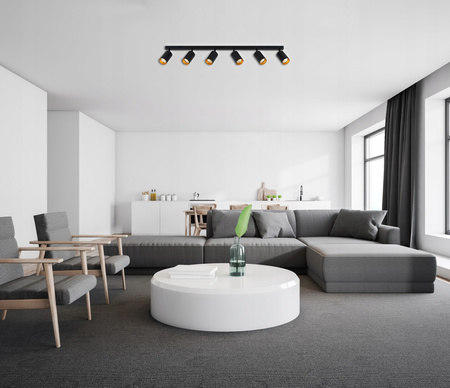 Lampa sufitowa ERIS SPOT Reflektor Oprawa Halogenowa 6xGU10 Czarno-Złota
