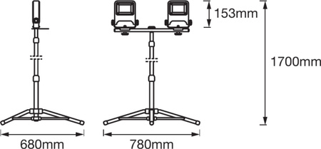 Naświetlacz Reflektor LED Lampa Akumulatorowy Na Statywie Przenośny Roboczy 40W 3400lm 4000K IP65 Grafitowy Worklight Ledvance