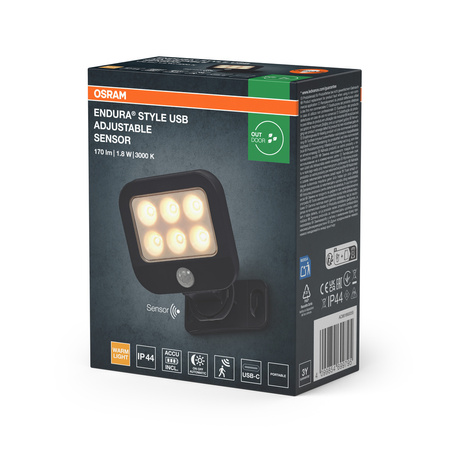 Kinkiet Ogrodowy Lampa Elewacyjna Zewnętrzna LED z Czujnikiem Ruchu i Zmierzchu 1.8W 140lm 3000K Ciepła Szary IP44 Endura Osram