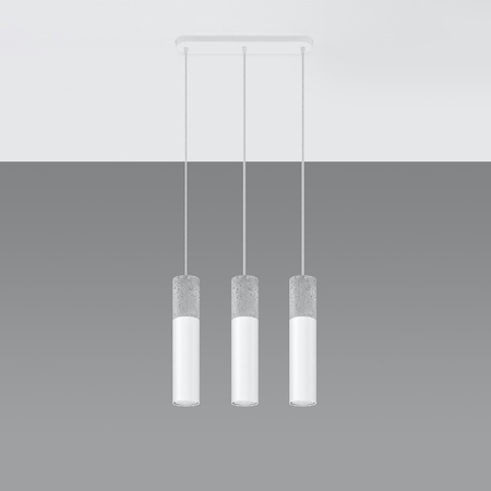 Lampa Sufitowa Wisząca Zwis 3x GU10 Tubularna Biała Szara Nowoczesna Borigio Sollux
