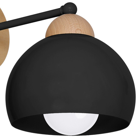 Kinkiet w stylu skandynawskim lampa ścienna MiLAGRO DAMA 1x E27 czarna Drewno + metal