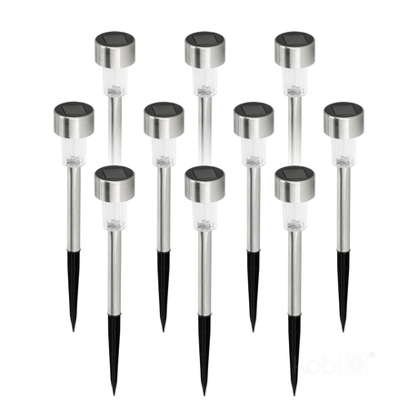 Lampa Solarna Ogrodowa Słupek Zewnętrzny Stojący LED 6000K Zimna IP44 Chrom Eclipse Kobi