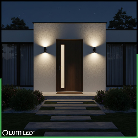 Kinkiet Ogrodowy Lampa Ścienna Elewacyjna góra dół LED GU10 IP44 ZINNIA Czarny LUMILED