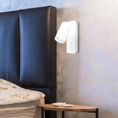 Lampa Ścienna Reflektor Kinkiet Spot do Czytania GU10 Biały Ring Masterled