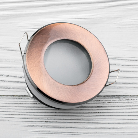 Zestaw Oprawa HALOGENOWA Hermetyczna Łazienkowa PODBITKA AQUS Miedź IP44 + LED GU10 1,5W 4000K Lumiled