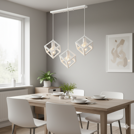 Lampa Wisząca Sufitowa Geometryczna IL MIO SWEDEN 3xE27 Biała - GOLDLUX (Polux)