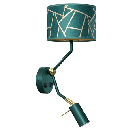 Lampa Ścienna Kinkiet ZIGGY Zielona Złota Zielona 1xE27+1x mini GU10 Milagro