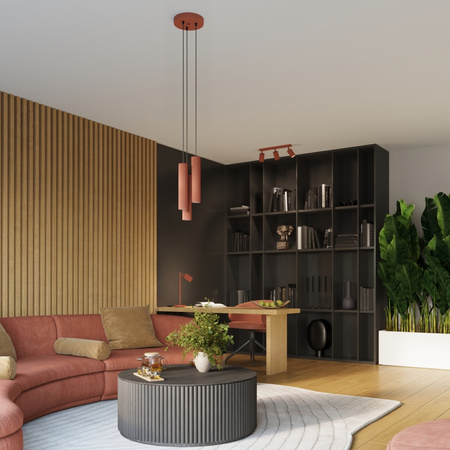 Lampa Ścienna Kinkiet Reflektor Tuba Spot 2x GU10 Ochra Czerwona Karbon Deep Space SL.1655 Sollux