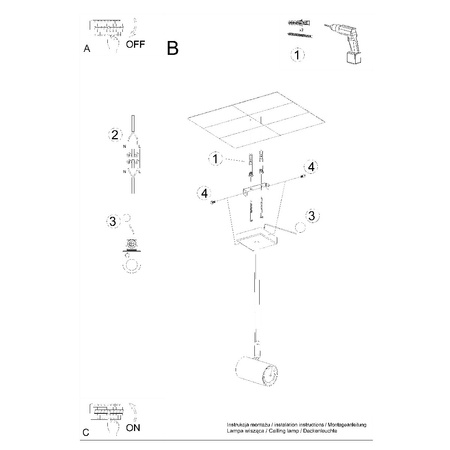 Lampa Sufitowa Oprawa Natynkowa SPOT TUBA Reflektor GU10 Wisząca Zwis Ruchoma Tubularna Czarna Nowoczesna Norano Sollux