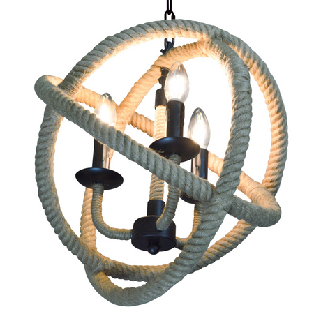 Lampa Wisząca Sufitowa ROPE GLOBO 3xE14 SZNUR LOFT Vintage - GOLDLUX (Polux)