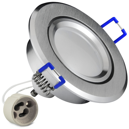 Oprawa sufitowa podtynkowa SUN OLAL srebrny szczotkowany alu GOLDLUX (Polux) + LED GU10 3,5w