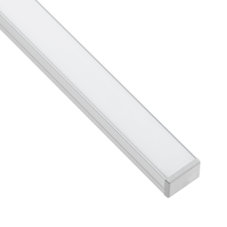 Profil Aluminiowy Anodowany do LED KM33 Srebrny Natynkowy 1m + Przesłona mleczna + Zaślepki