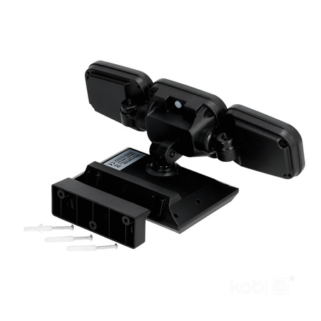 Naświetlacz LED Solarny Zewnętrzny Ogrodowy 1.5W lm 6000K Zimny z Czujnikiem Ruchu i Zmierzchu IP44 Czarny Glow Kobi