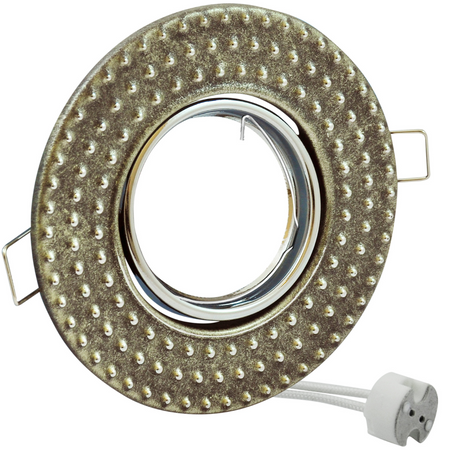 Oprawa sufitowa podtynkowa metalowa Fobos 7807 GOLDLUX (Polux) okrągła srebrna + gniazdo MR16